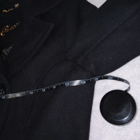 GUESS Jacket Womens Medium Double Breasted Wool Blend Pea Coat Preppy Vintage - Picture 8 of 13